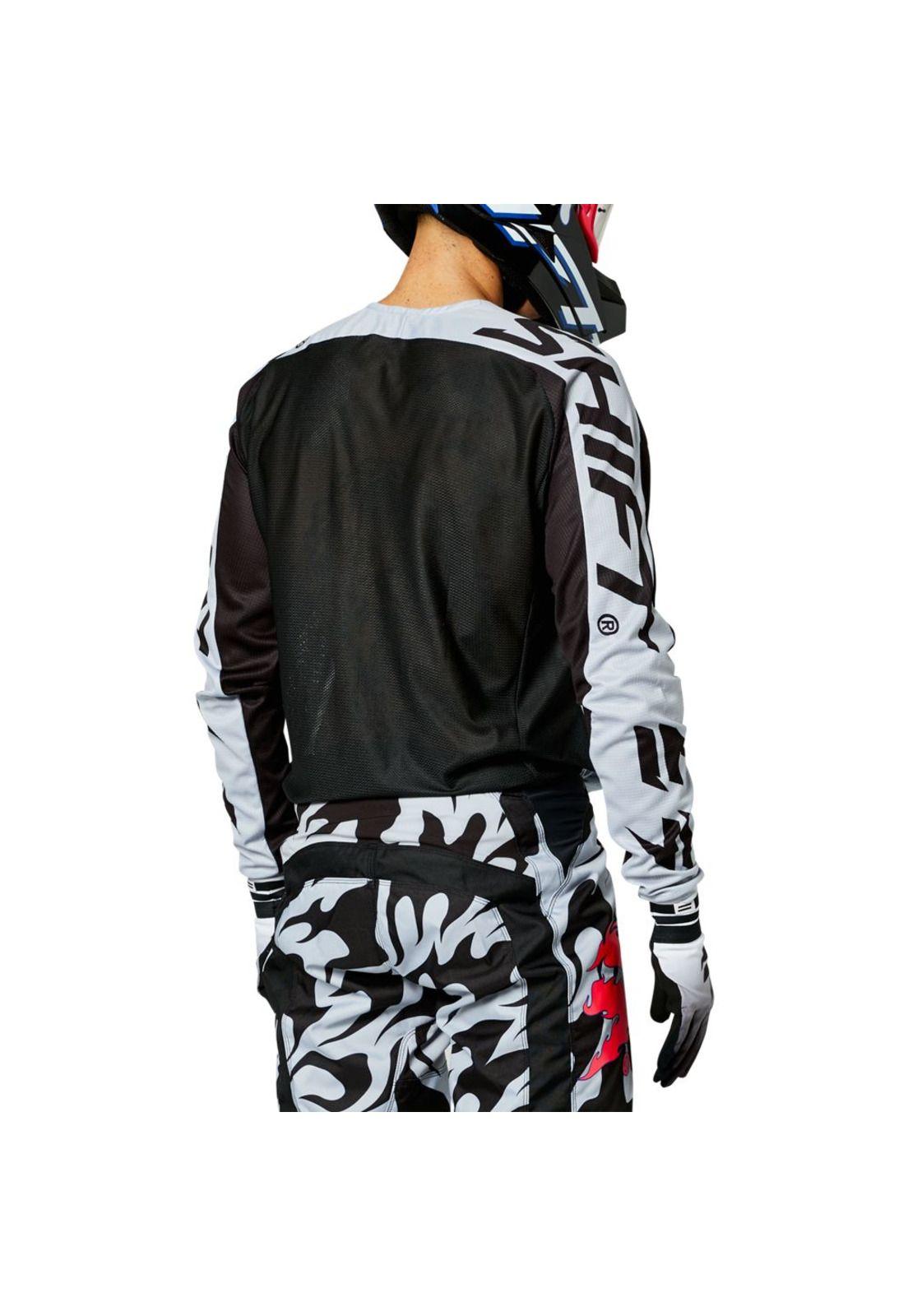 Polera Moto White Label Flame Negro/Blanco Shift-3