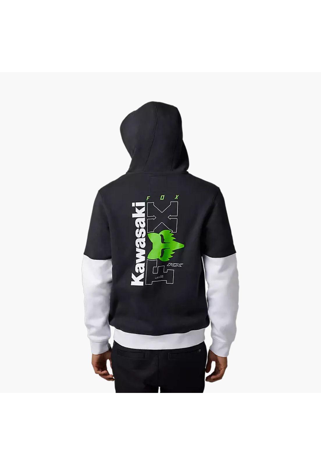 Poleron Lifestyle X Kawasaki Negro/Blanco Fox-1