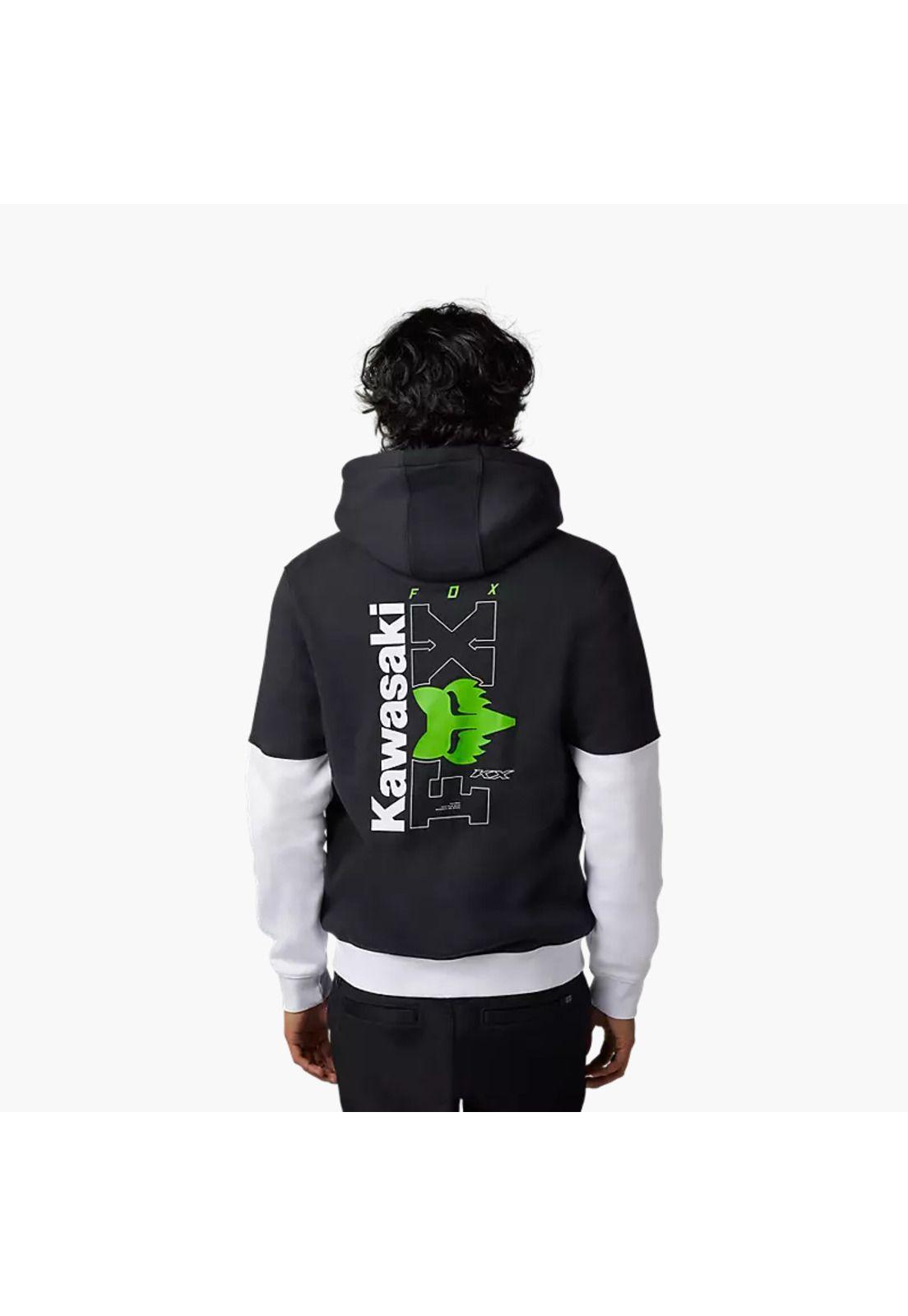 Poleron Lifestyle X Kawasaki Negro/Blanco Fox-2
