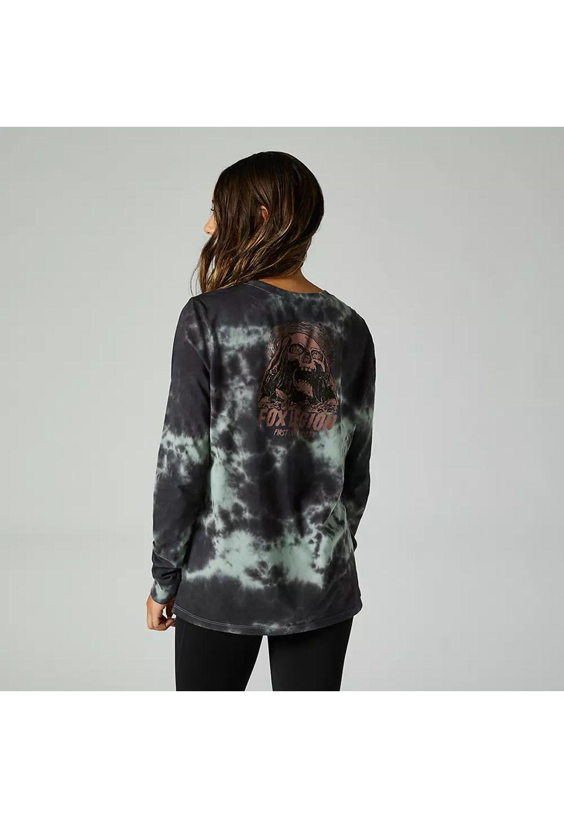 Polera Lifestyle Mujer Biscayne Manga Larga Verde/Negro Fox-2