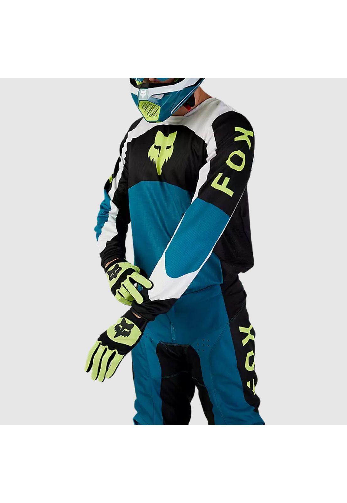 Polera Moto 180 Nitro Azul/Amarillo Fox-3