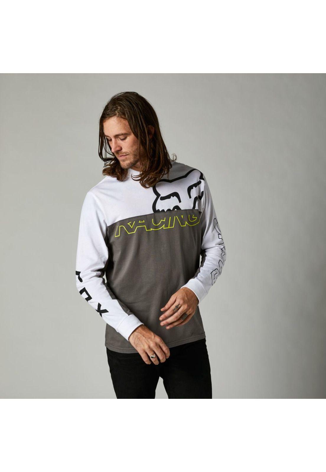 Polera Lifestyle Manga Larga Skew Blanco Fox-0