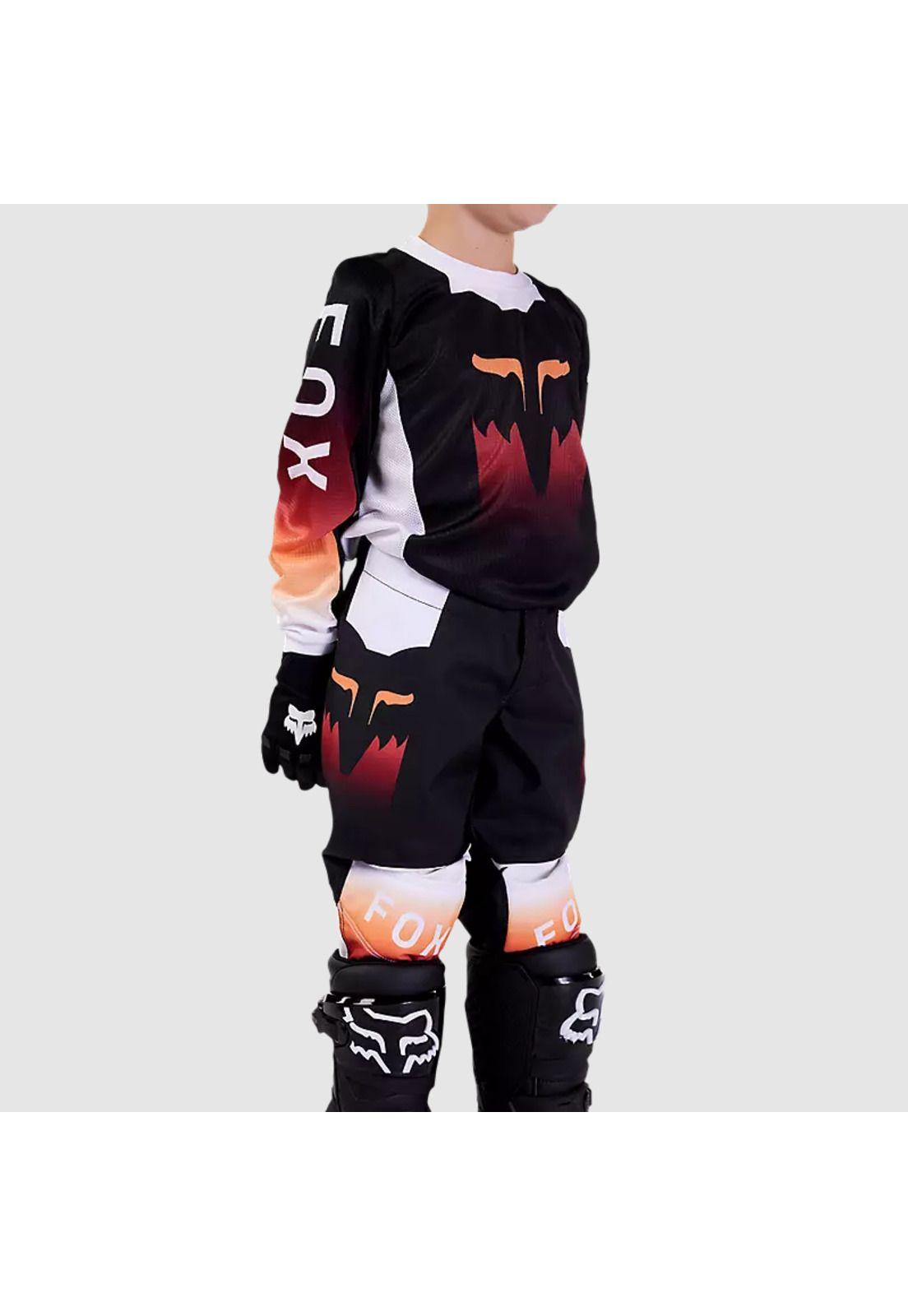 Pantalon Moto Infantil 180 Flora Negro Fox-2