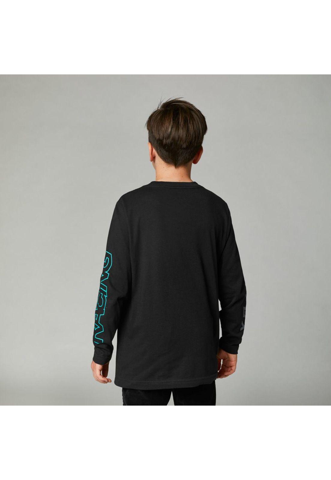 Polera Lifestyle Niño Manga Larga Skew Negro Fox-1