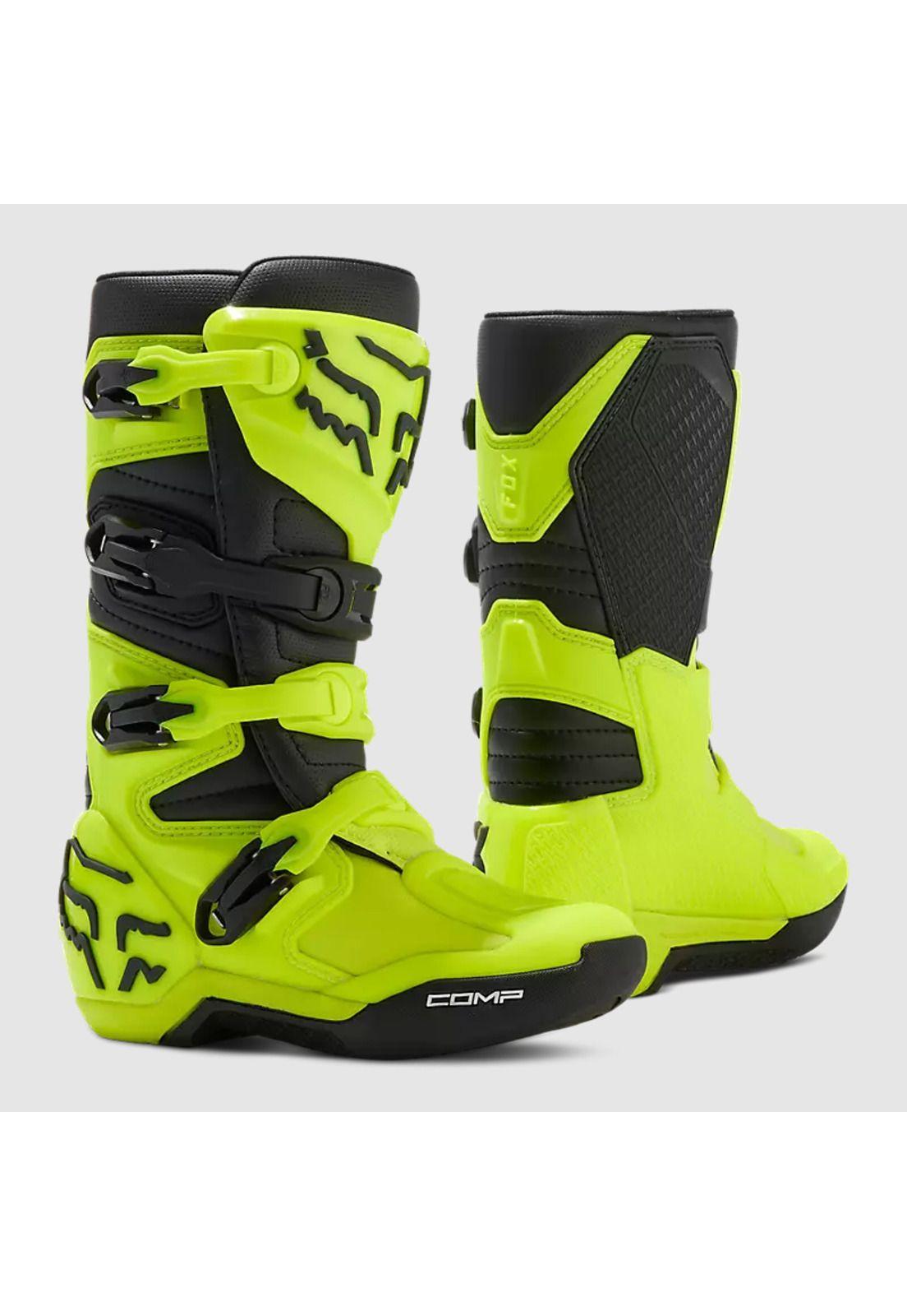 Botas Moto Niño Comp Amarillo Fluor Fox-0