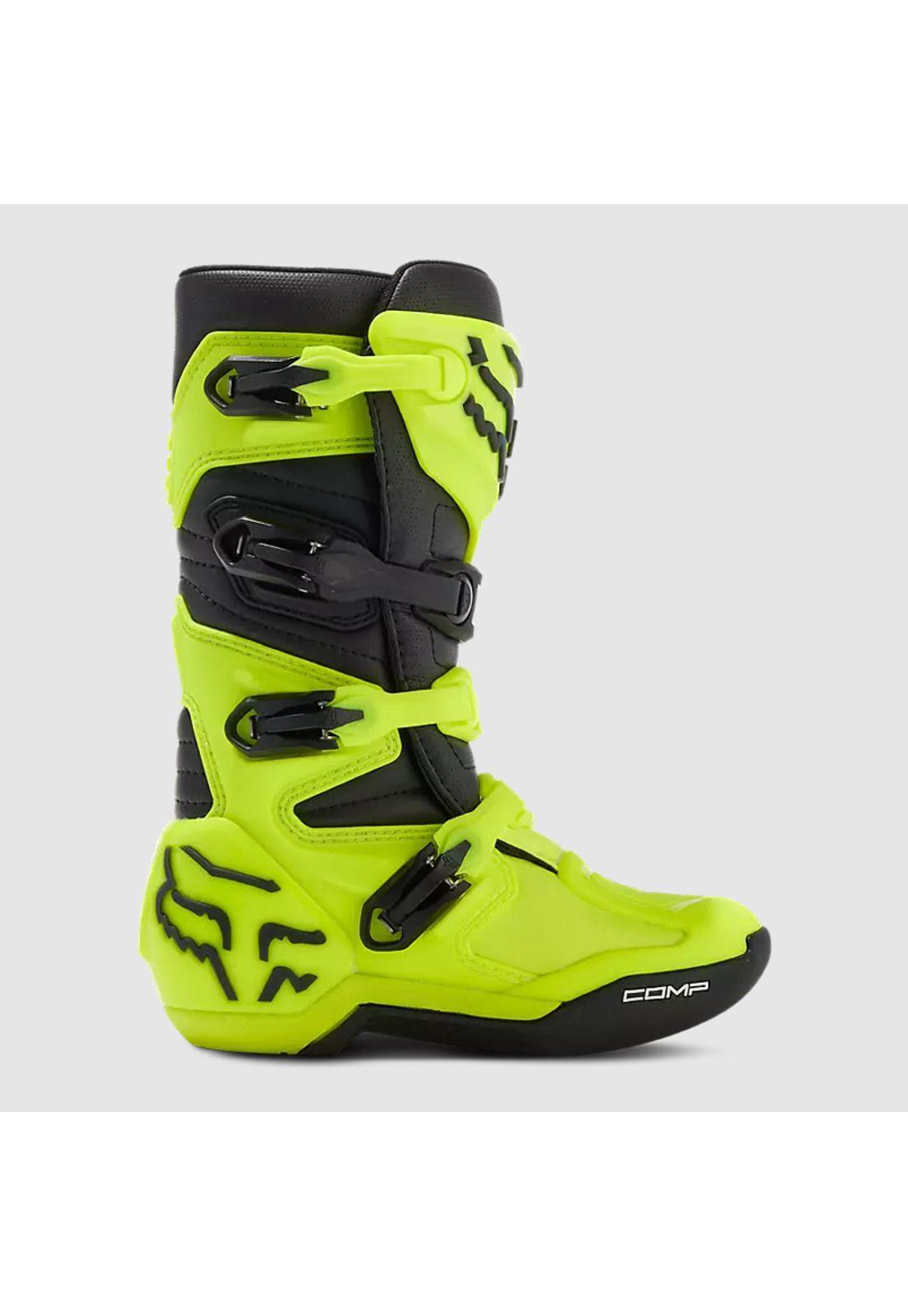 Botas Moto Niño Comp Amarillo Fluor Fox-1