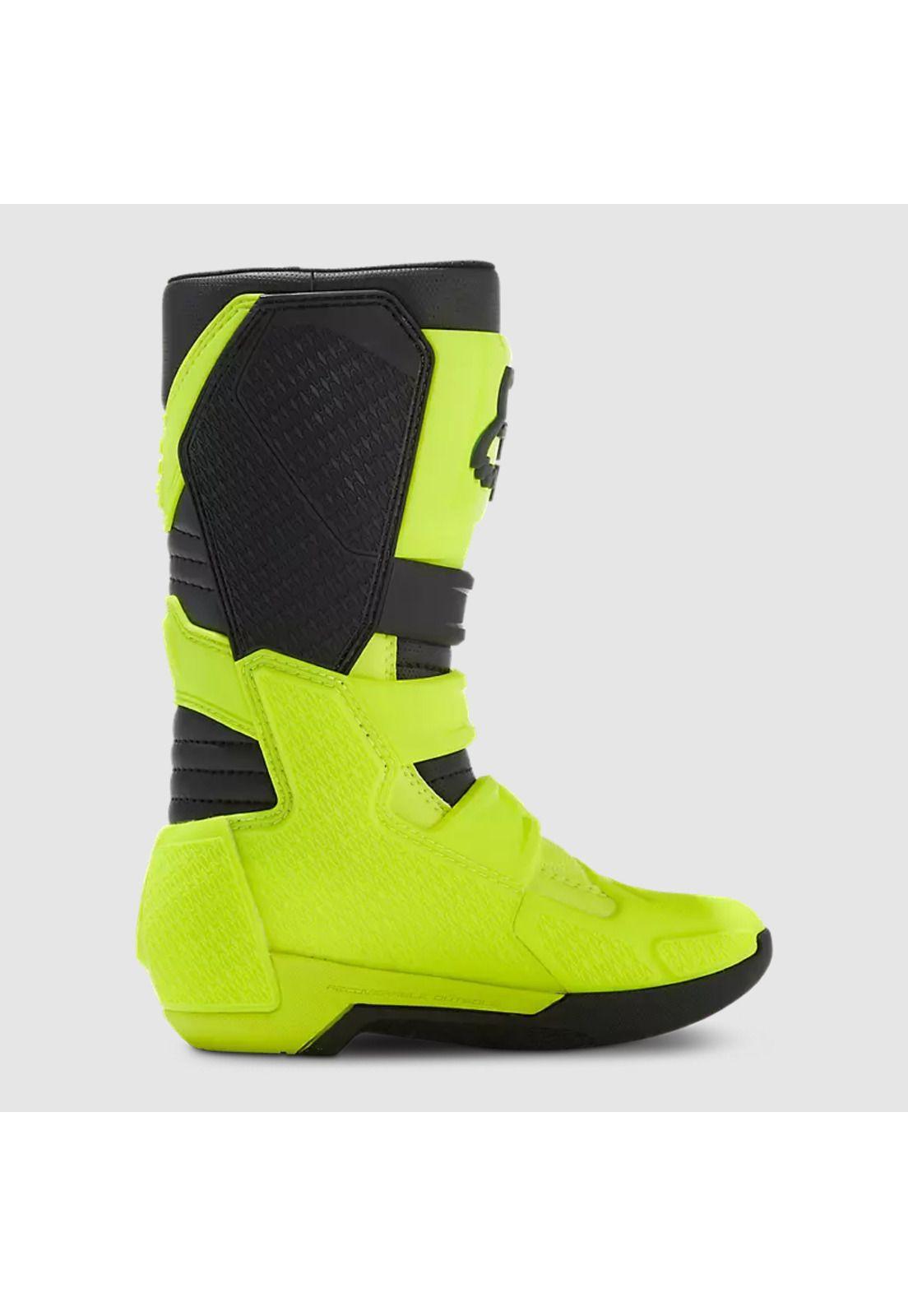 Botas Moto Niño Comp Amarillo Fluor Fox-2