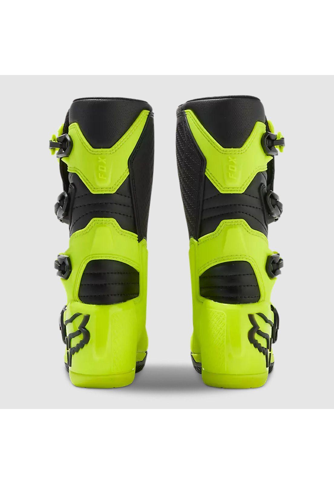 Botas Moto Niño Comp Amarillo Fluor Fox-3