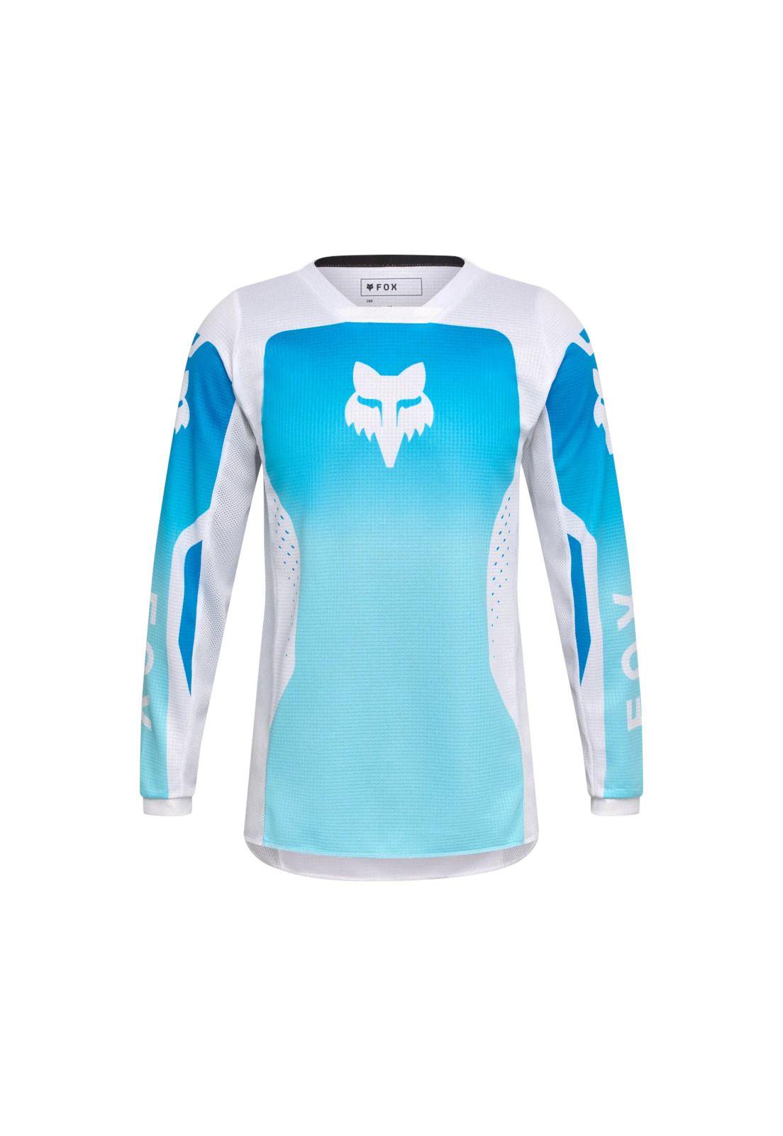 Polera Moto Niño 180 Shield Azul/Blanco Fox-0