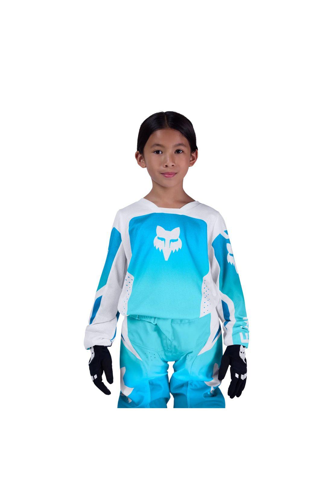 Polera Moto Niño 180 Shield Azul/Blanco Fox-2