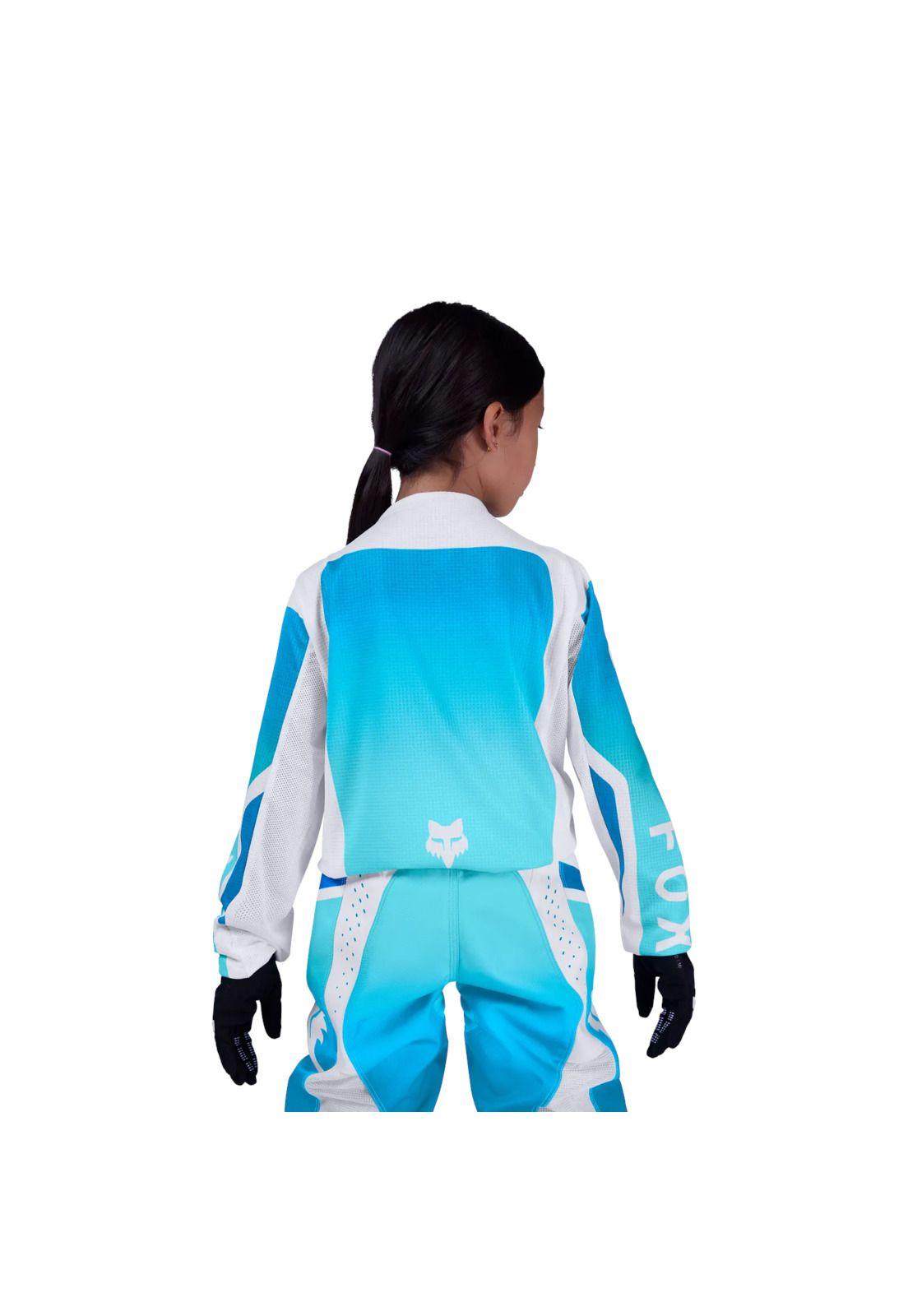 Polera Moto Niño 180 Shield Azul/Blanco Fox-3