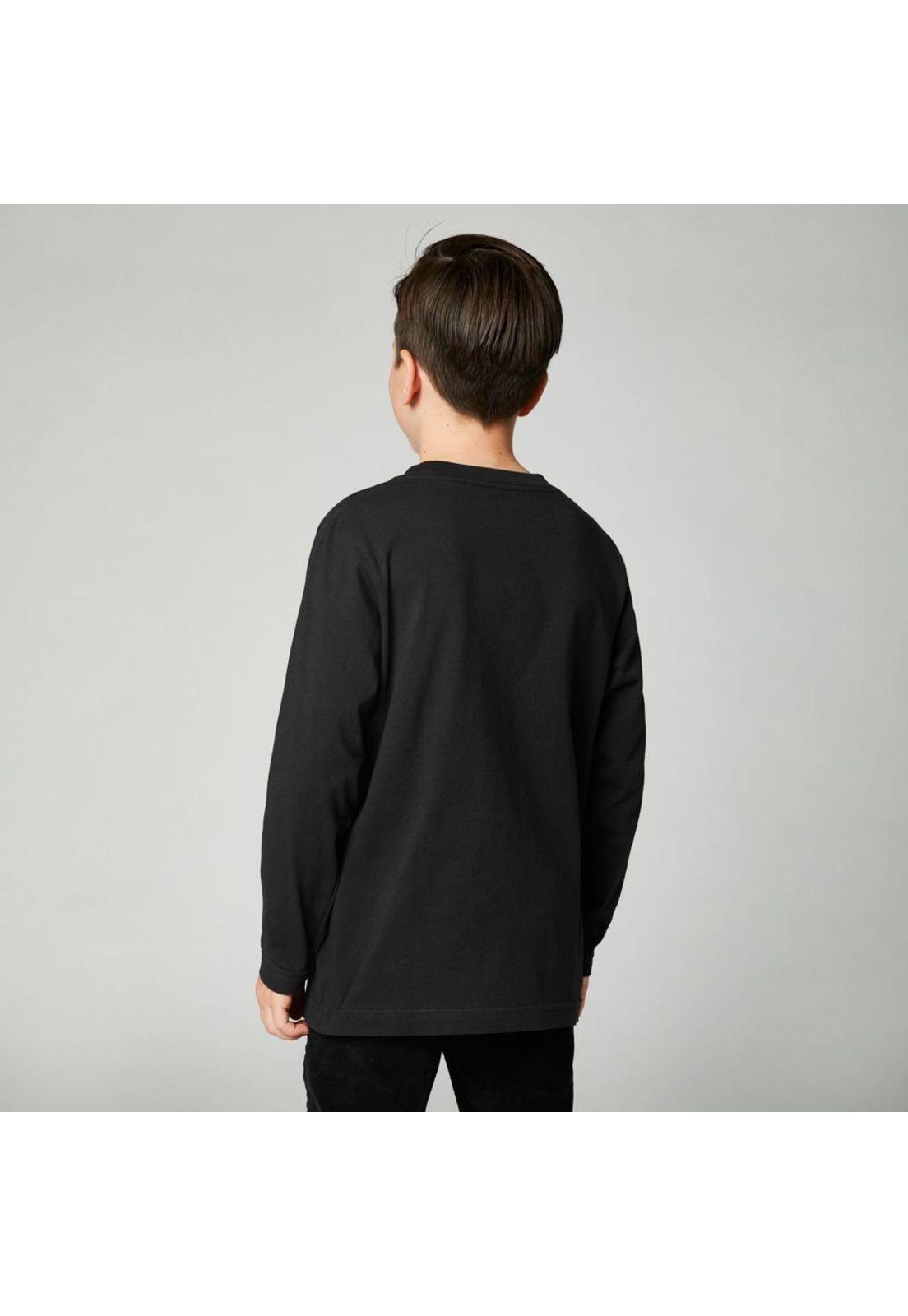 Polera Lifestyle Niño Manga Larga Dier Negro Fox-2