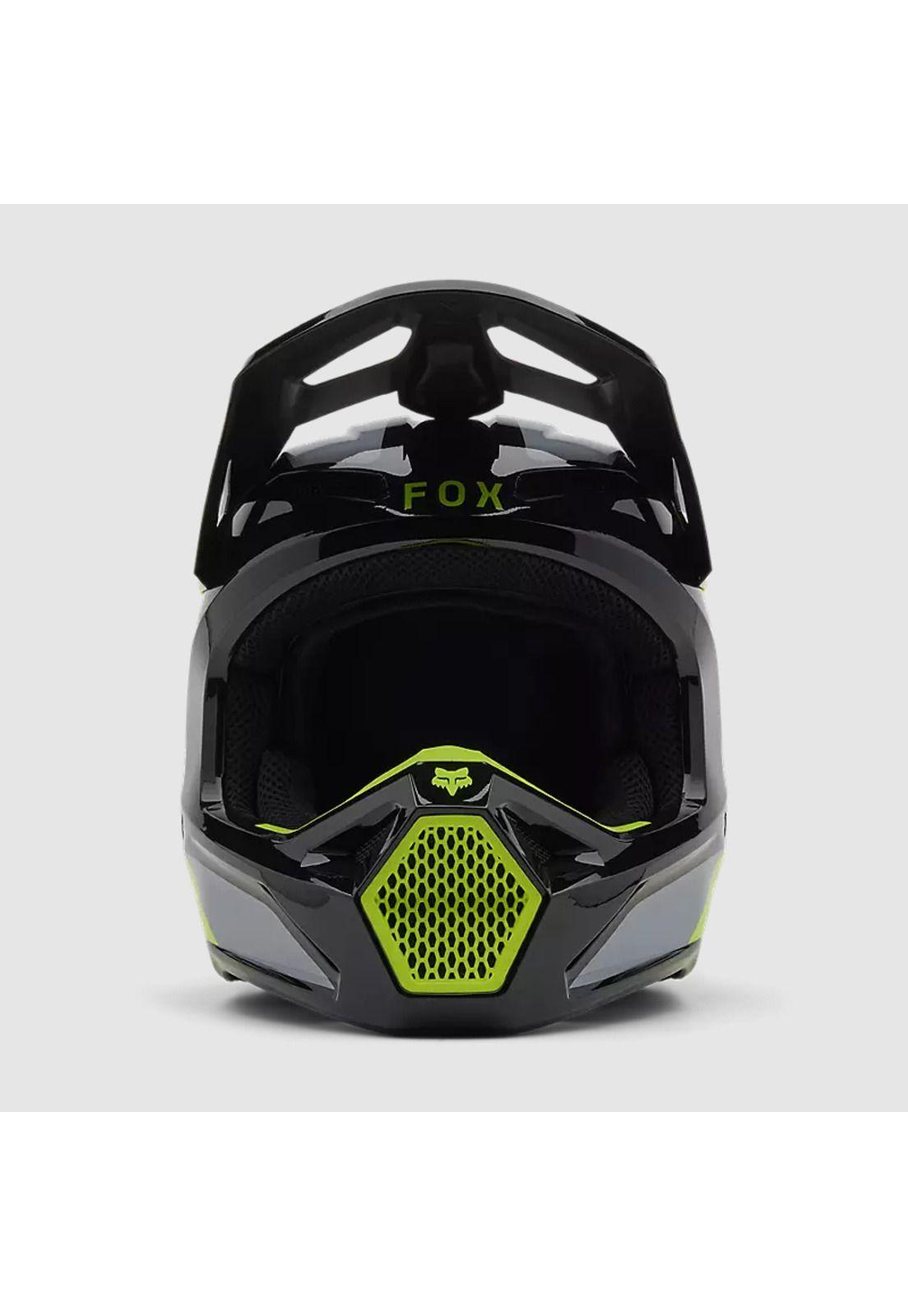 Casco Moto V1 Lean Gris/Amarillo Fox-2