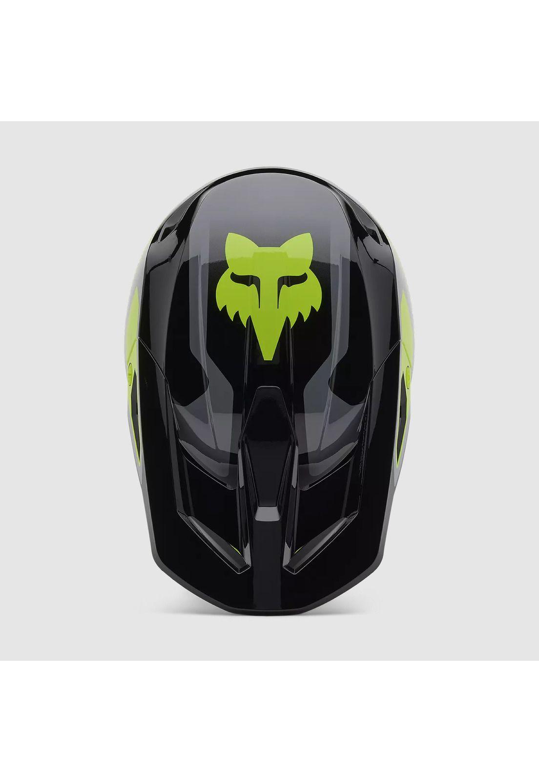 Casco Moto V1 Lean Gris/Amarillo Fox-3