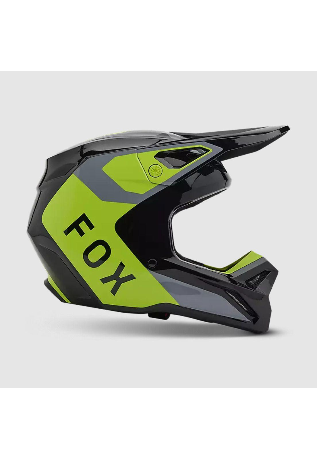 Casco Moto V1 Lean Gris/Amarillo Fox-0