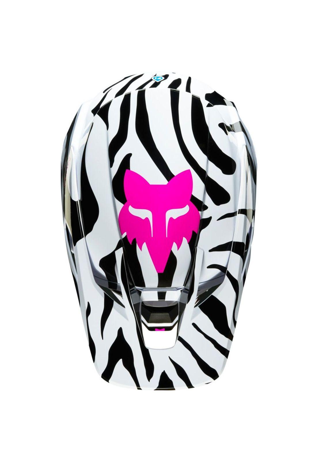 Casco Moto V3 Zebra Blaco Negro Fox-2