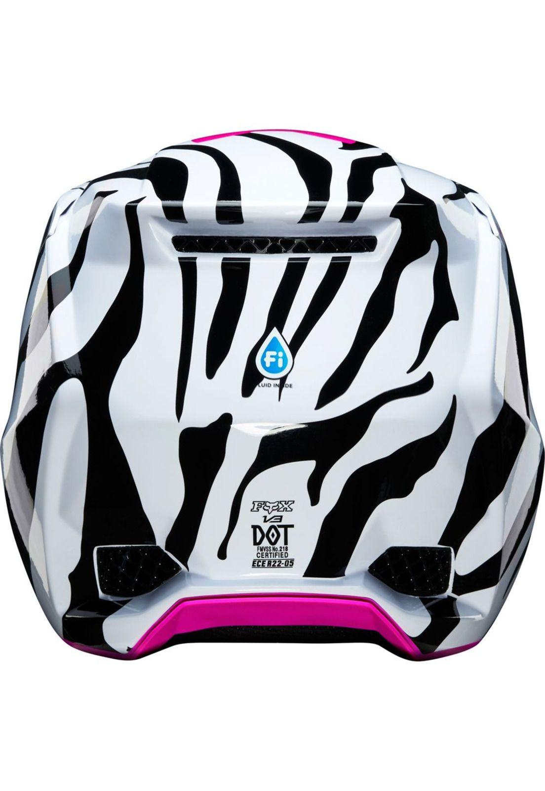 Casco Moto V3 Zebra Blaco Negro Fox-3