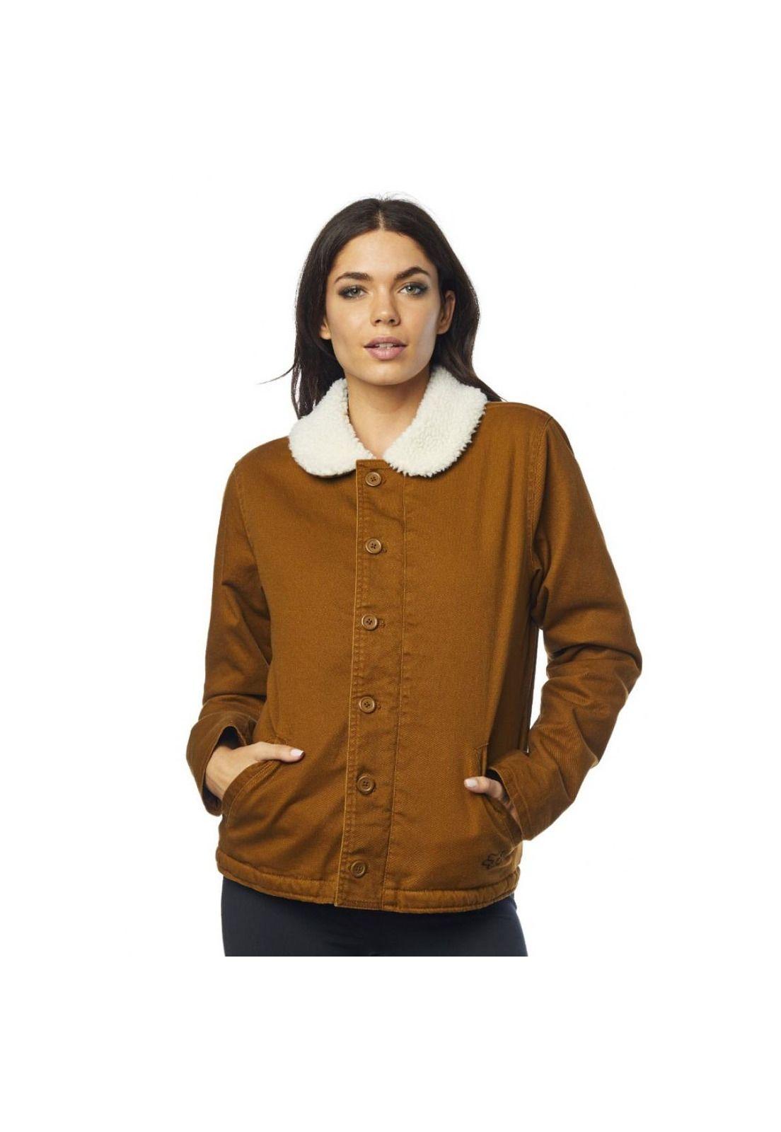 Chaqueta Lifestyle Mujer Sherpa Café Mostaza Fox-0