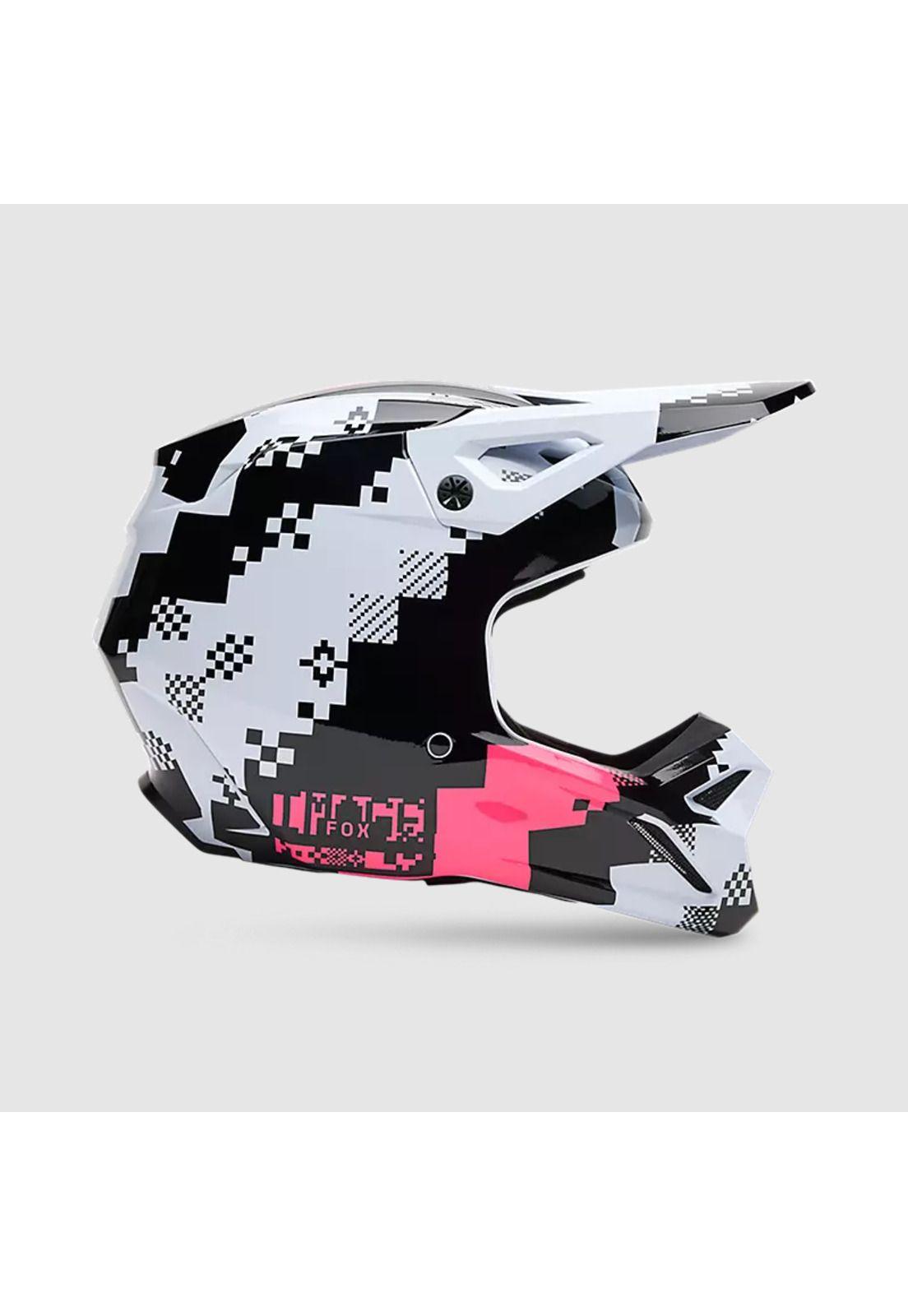Casco Moto V1 Digi Image Negro/Rosado Negro Fox-0