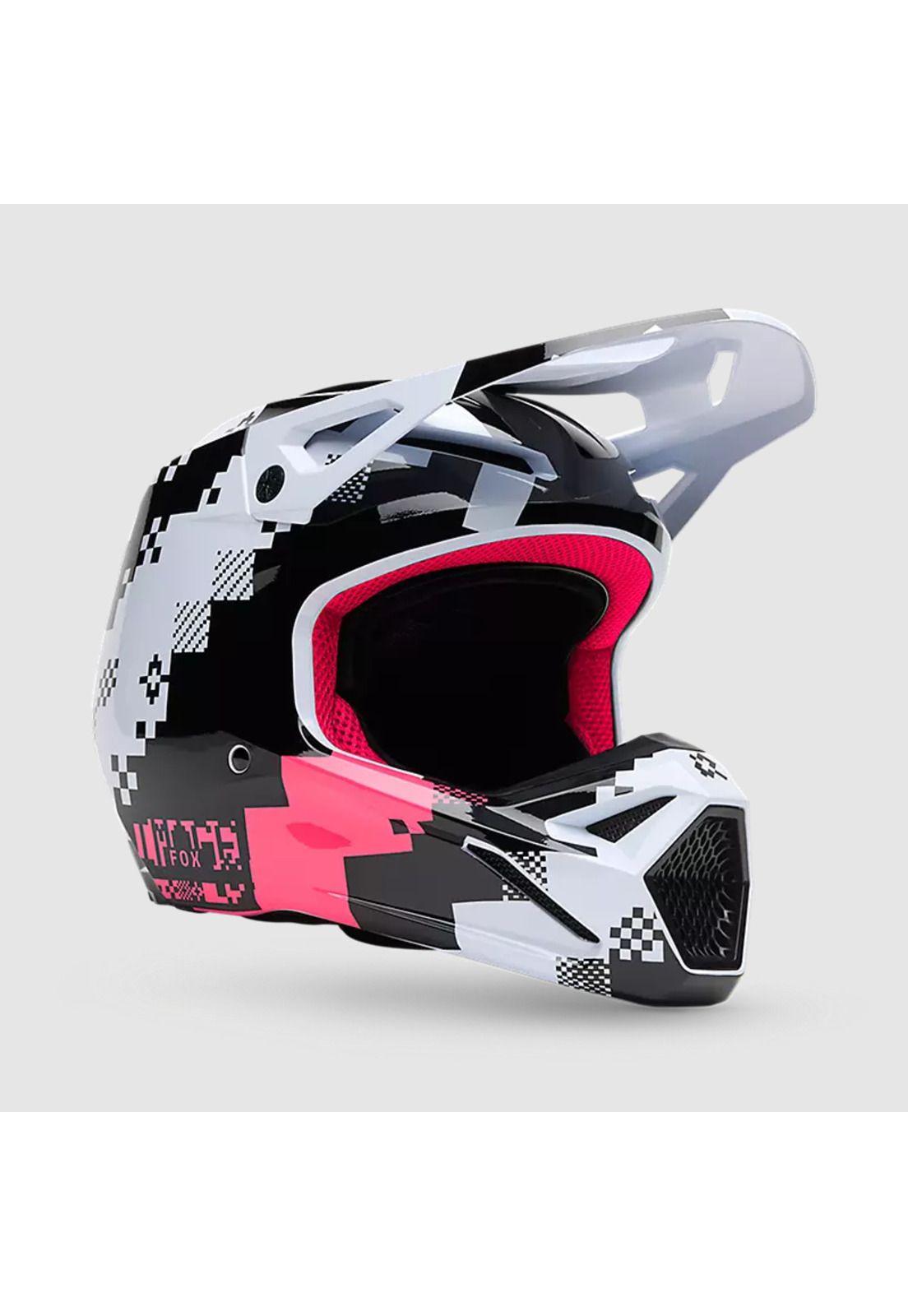 Casco Moto V1 Digi Image Negro/Rosado Negro Fox-1