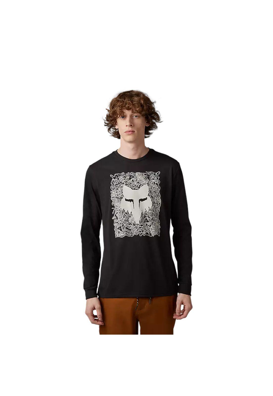 Polera Lifestyle Auxlry Manga Larga Negra Fox-0