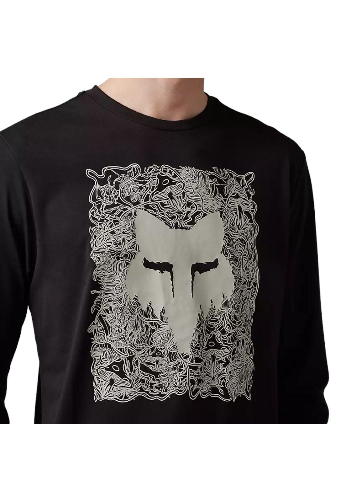 Polera Lifestyle Auxlry Manga Larga Negra Fox-2