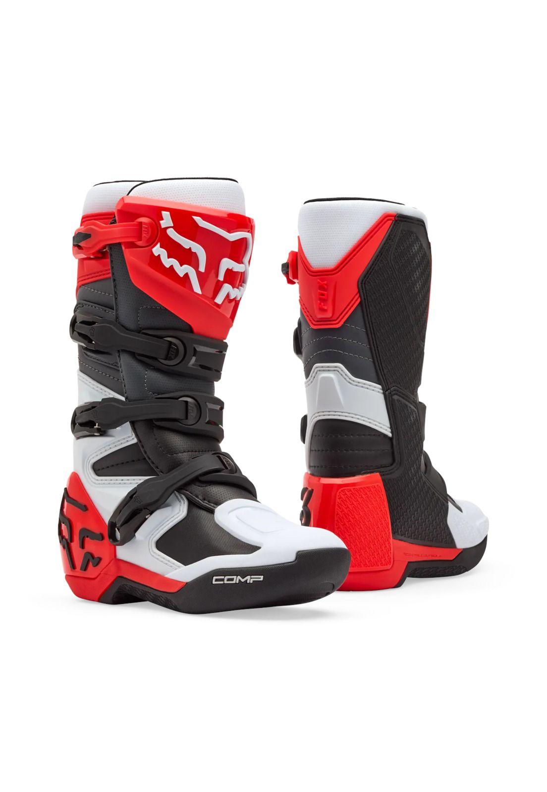 Botas Moto Comp Blanco/Rojo Fox-0