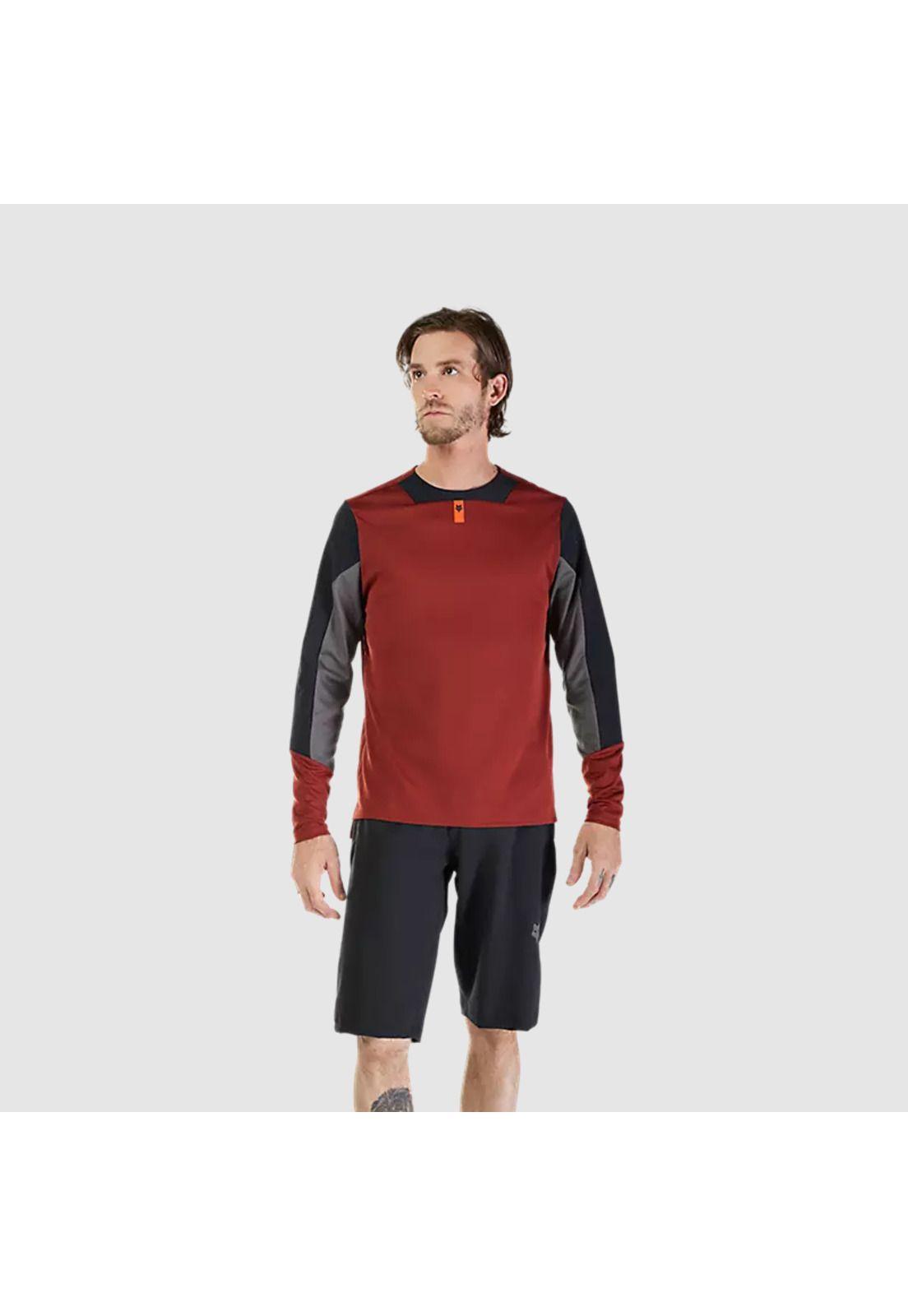 Polera Bicicleta Defend Manga Larga Marron Fox-2