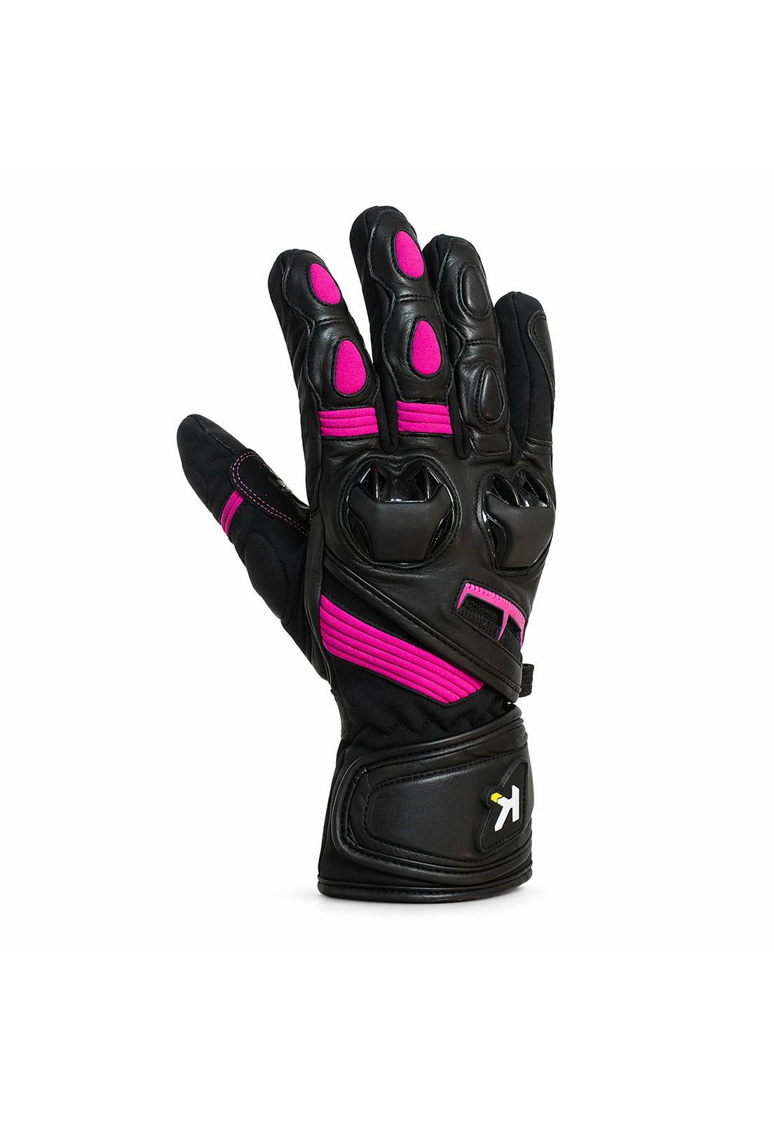 Guantes Moto Calle Mujer Women II Negro/Rosado KMZ-0