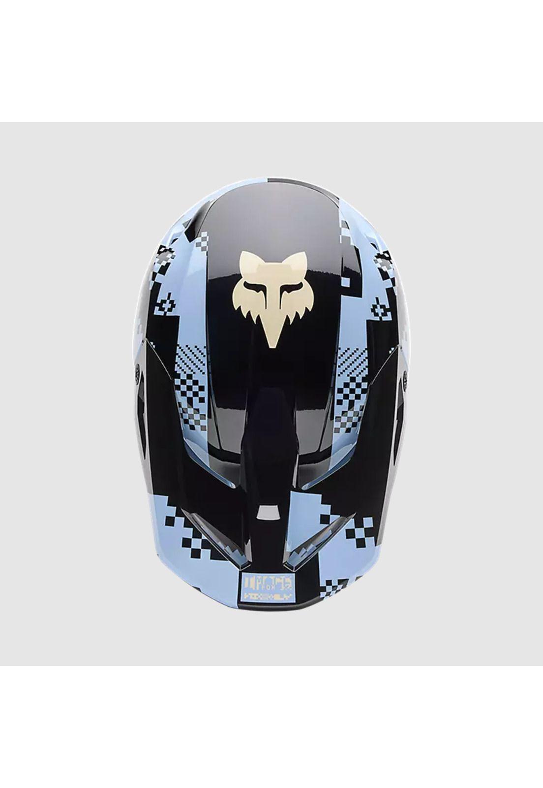 Casco Moto V1 Digi Image Azul Claro Fox-3