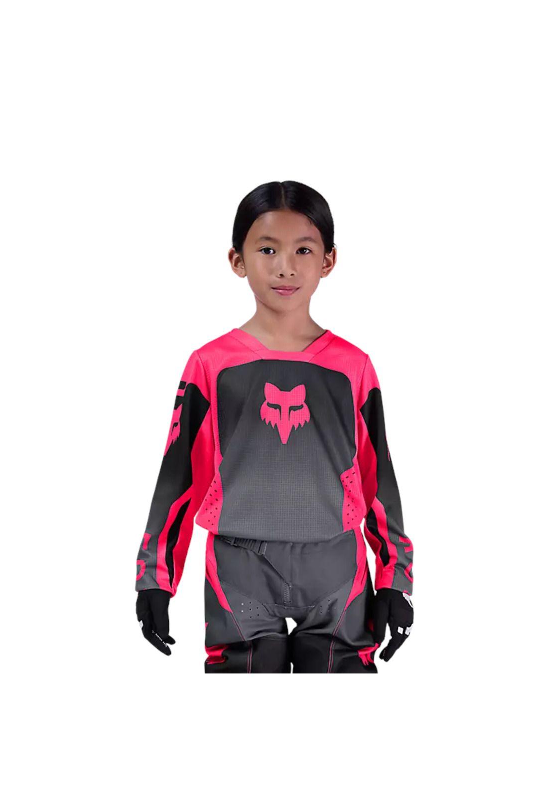 Polera Moto Niño 180 Shield Negro/Rosado Fox-2