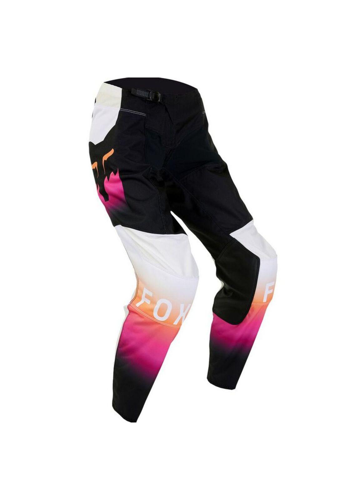 Pantalon Moto Infantil Niña 180 Flora Negro/Rosado Fox-1
