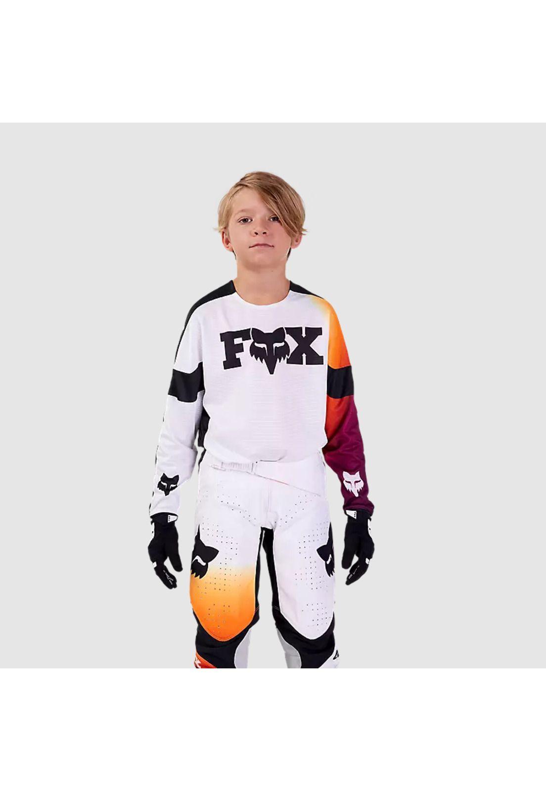 Polera Moto Niño 360 Streak Blanco Fox-1