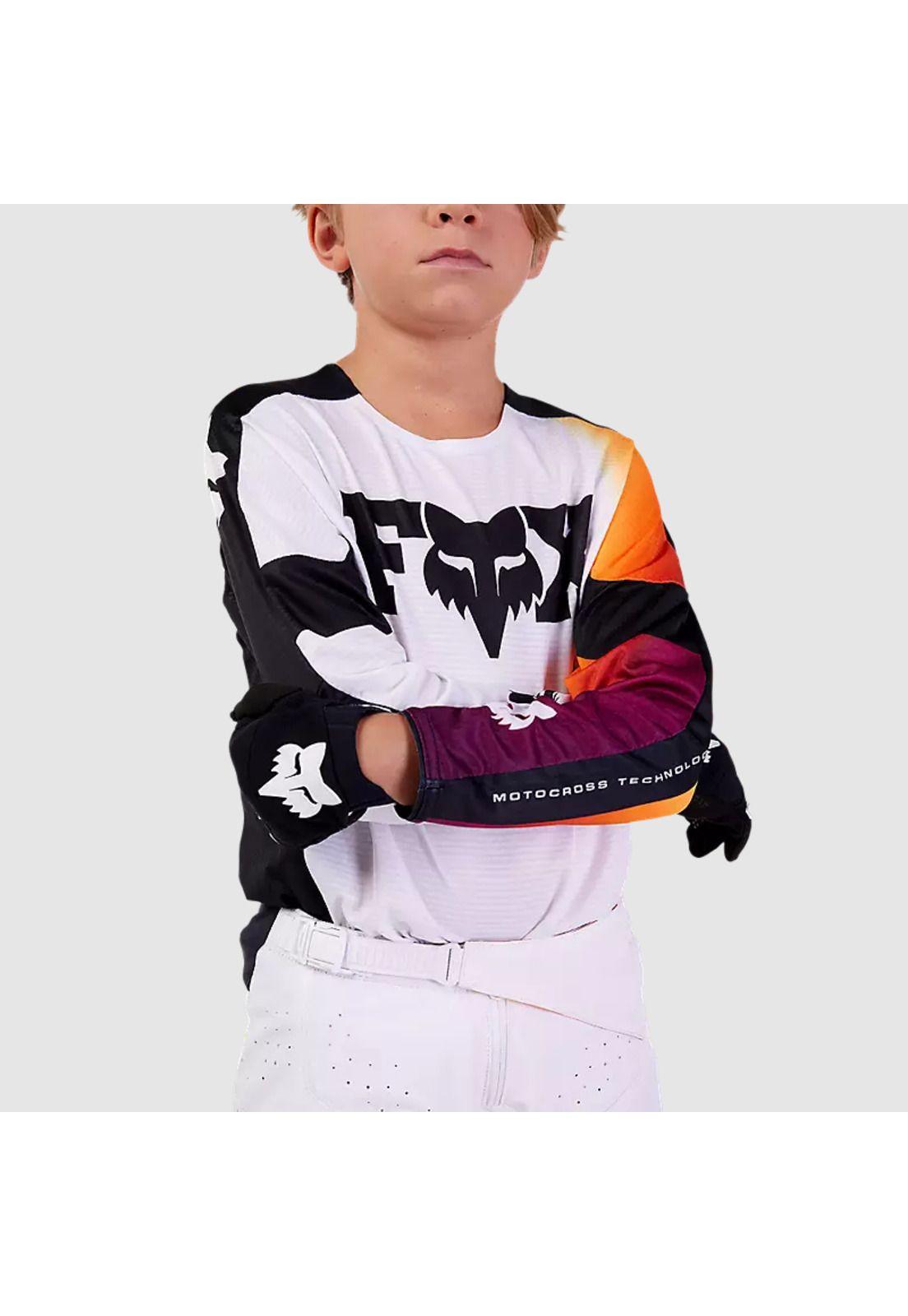 Polera Moto Niño 360 Streak Blanco Fox-3