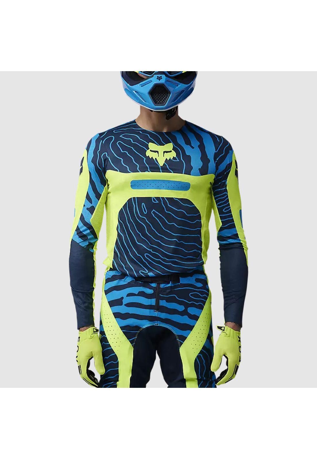 Polera Moto Flexair Impression Azul/Amarillo Fox-2