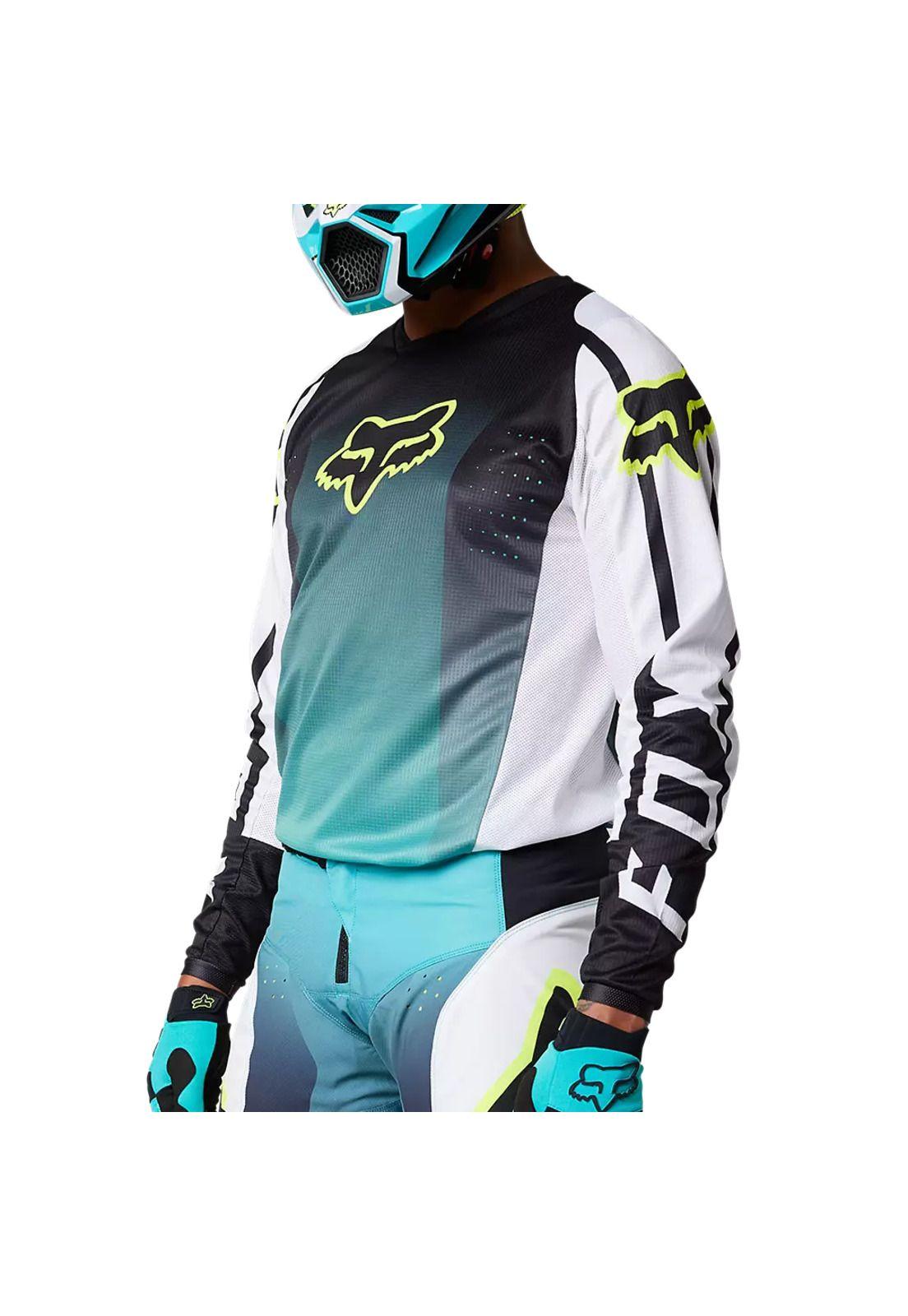 Polera Moto 180 Leed Celeste/Blanco Fox-1