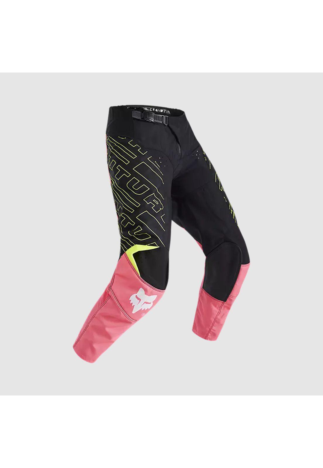 Pantalon Moto Niño 180 Elevated Negro/Rosado Fox-0