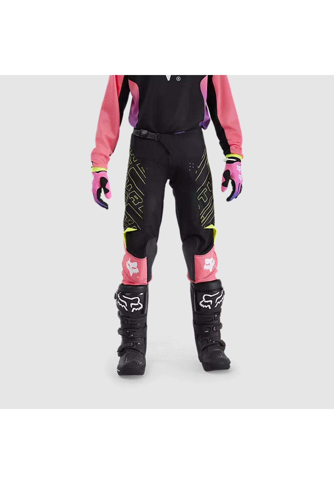 Pantalon Moto Niño 180 Elevated Negro/Rosado Fox-2