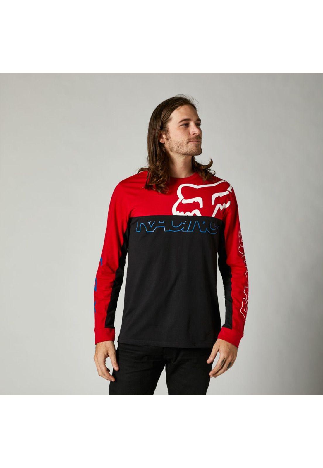 Polera Lifestyle Manga Larga Skew Rojo Fox-0