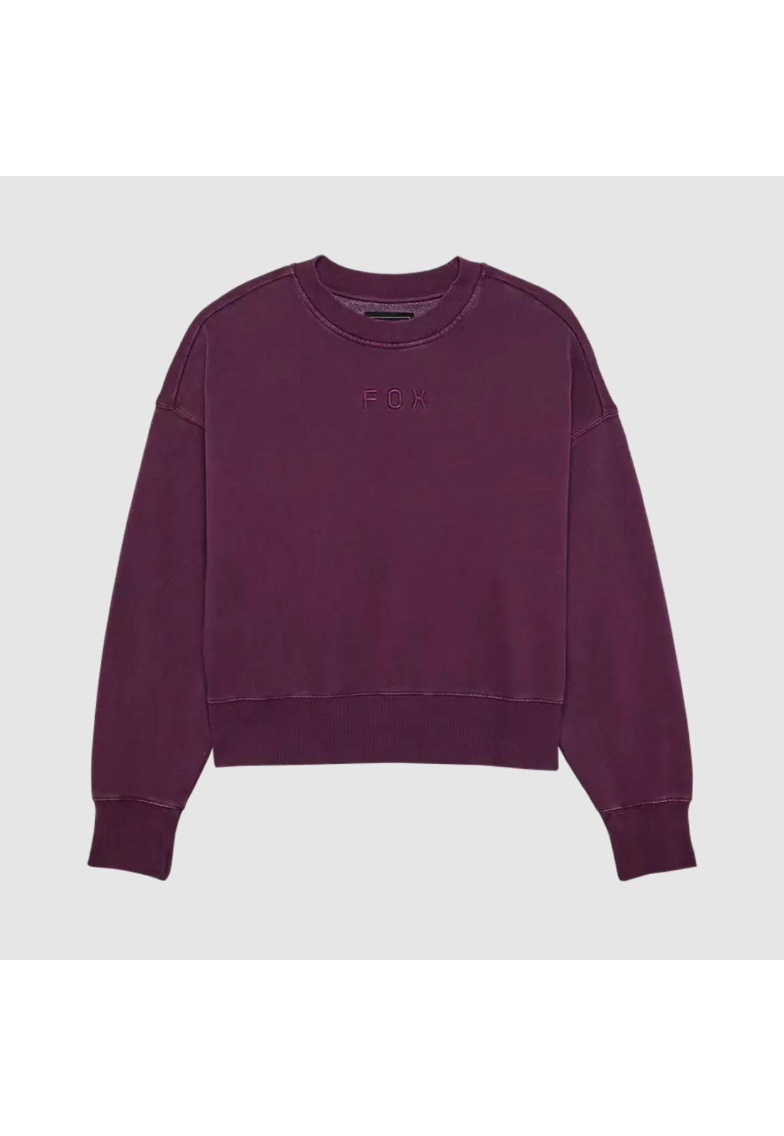 Poleron Lifestyle Mujer Wordmark Oversized Burdeo Fox-0