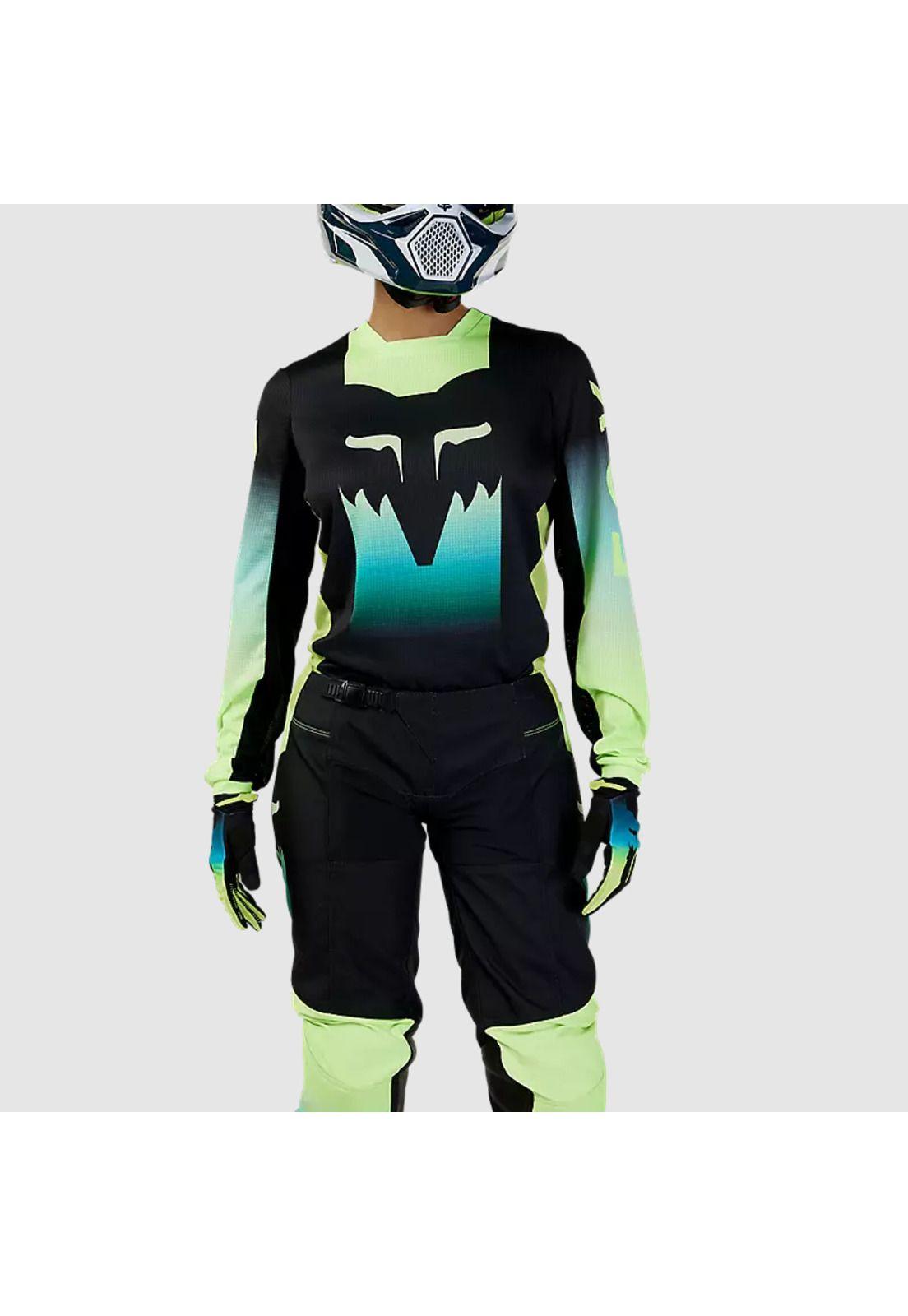 Polera Moto Mujer 180 Flora Negro/Amarillo Fox-1
