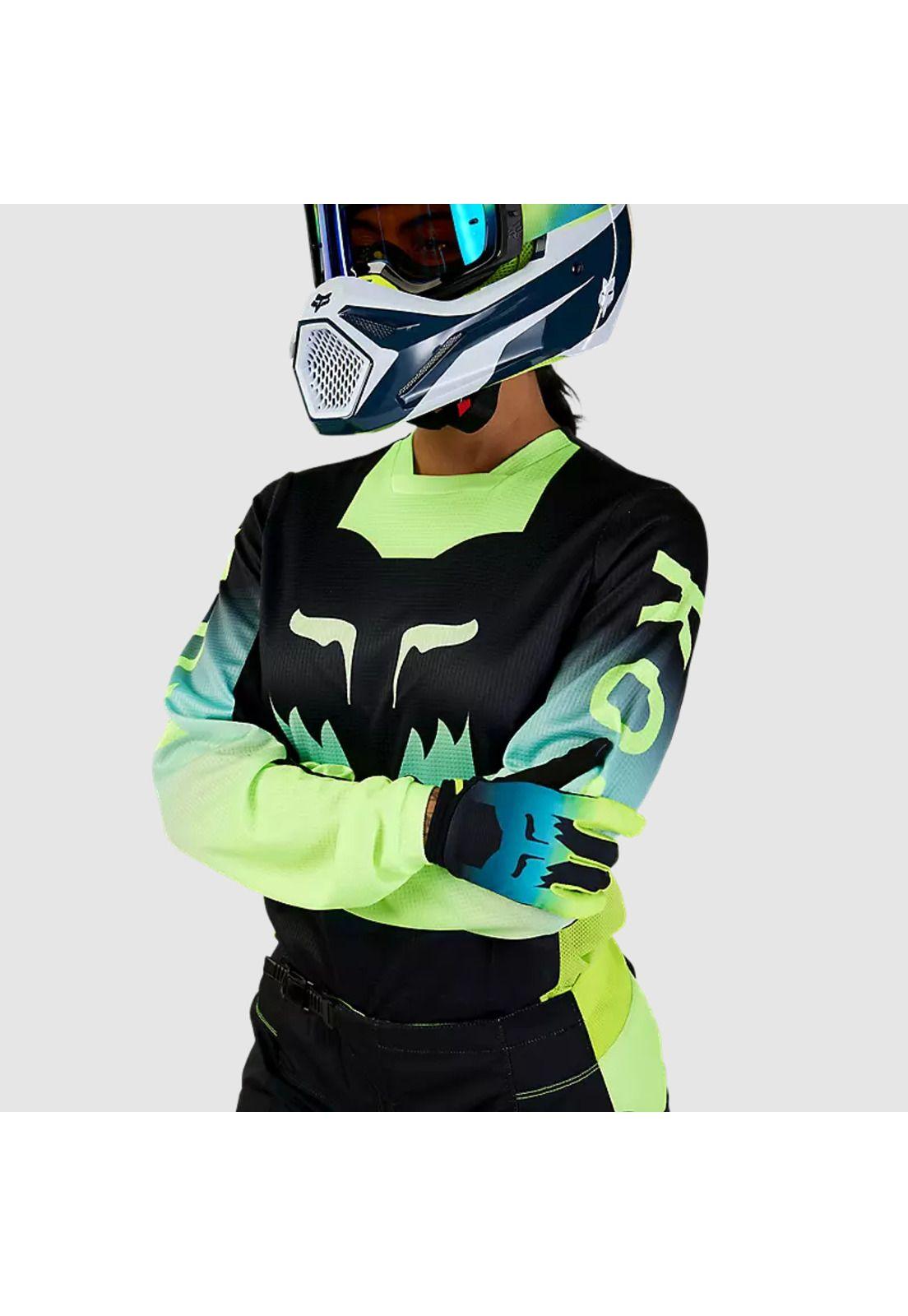 Polera Moto Mujer 180 Flora Negro/Amarillo Fox-3