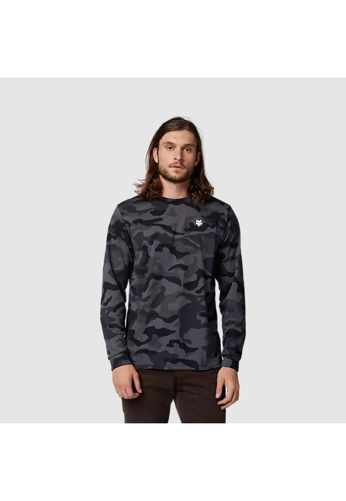 Polera Lifestyle Fox Head Manga Larga Camo Negro Fox-1
