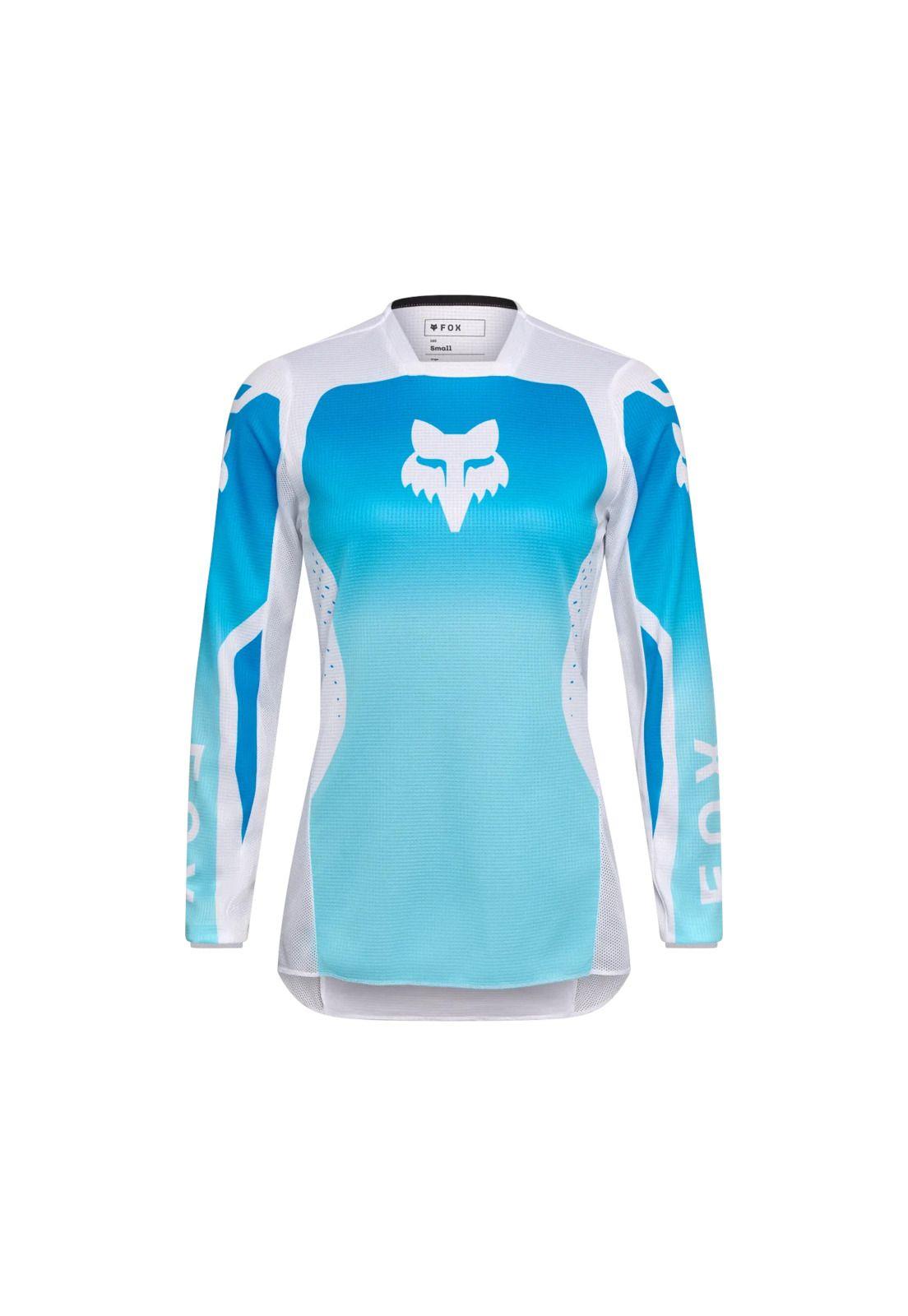 Polera Moto Mujer 180 Shield Blanco/Azul Fox-0