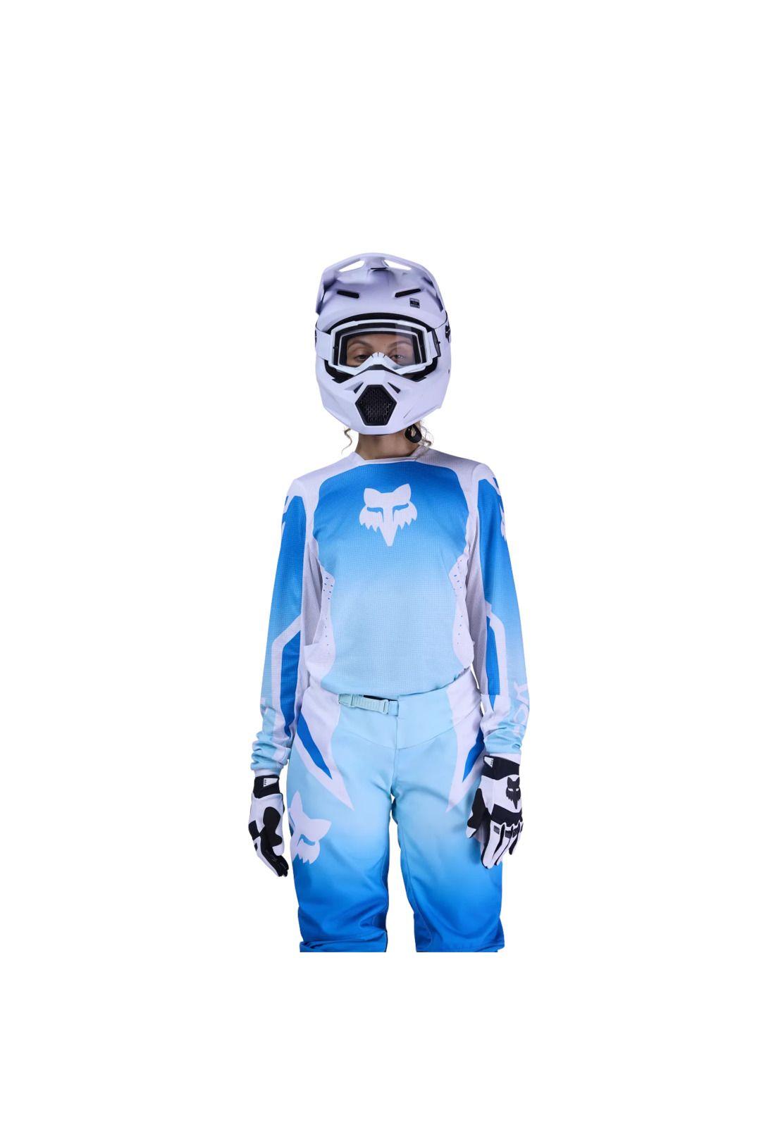 Polera Moto Mujer 180 Shield Blanco/Azul Fox-2