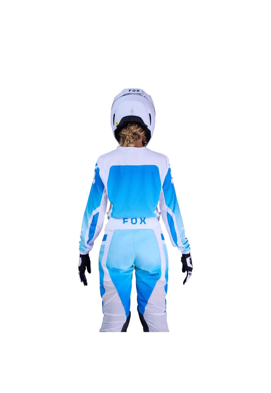 Polera Moto Mujer 180 Shield Blanco/Azul Fox-3