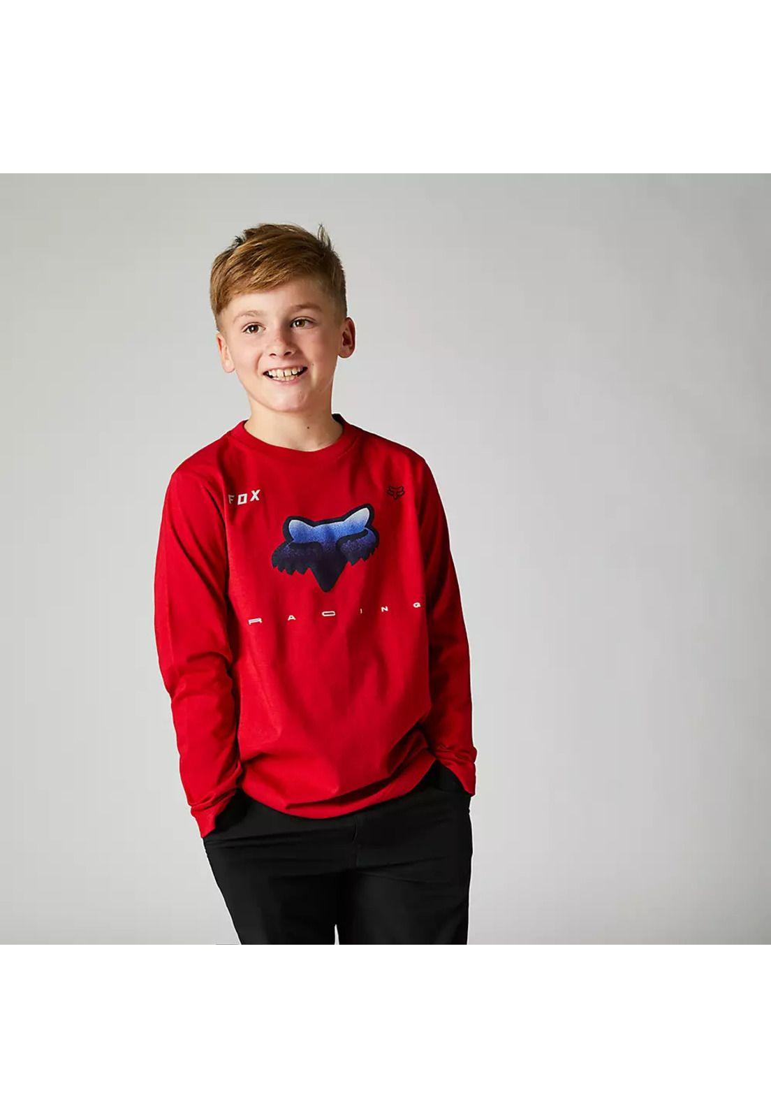 Polera Lifestyle Niño RKANE Mangla Larga Rojo Fox-2