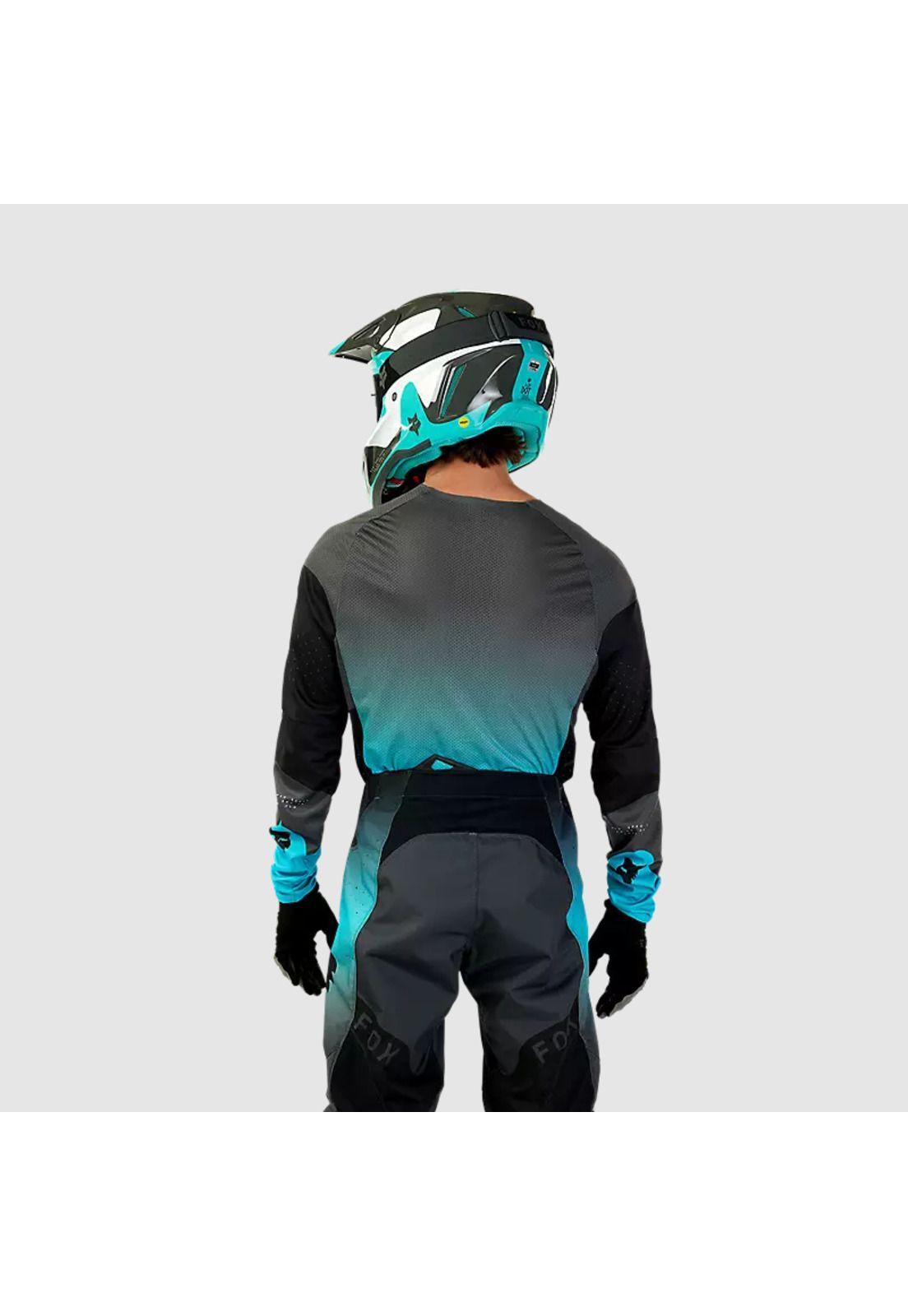 Polera Moto 360 Revise Negro/Celeste Fox -2