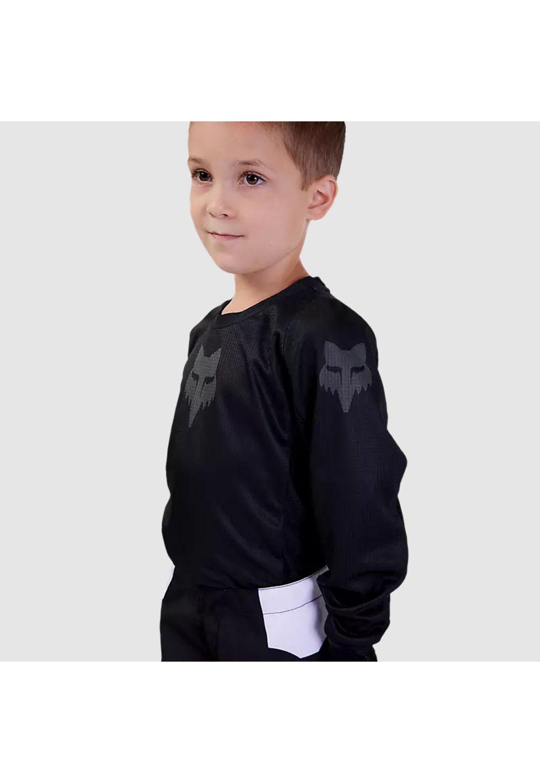 Polera Moto Infantil 180 Blackout Negro Fox-2