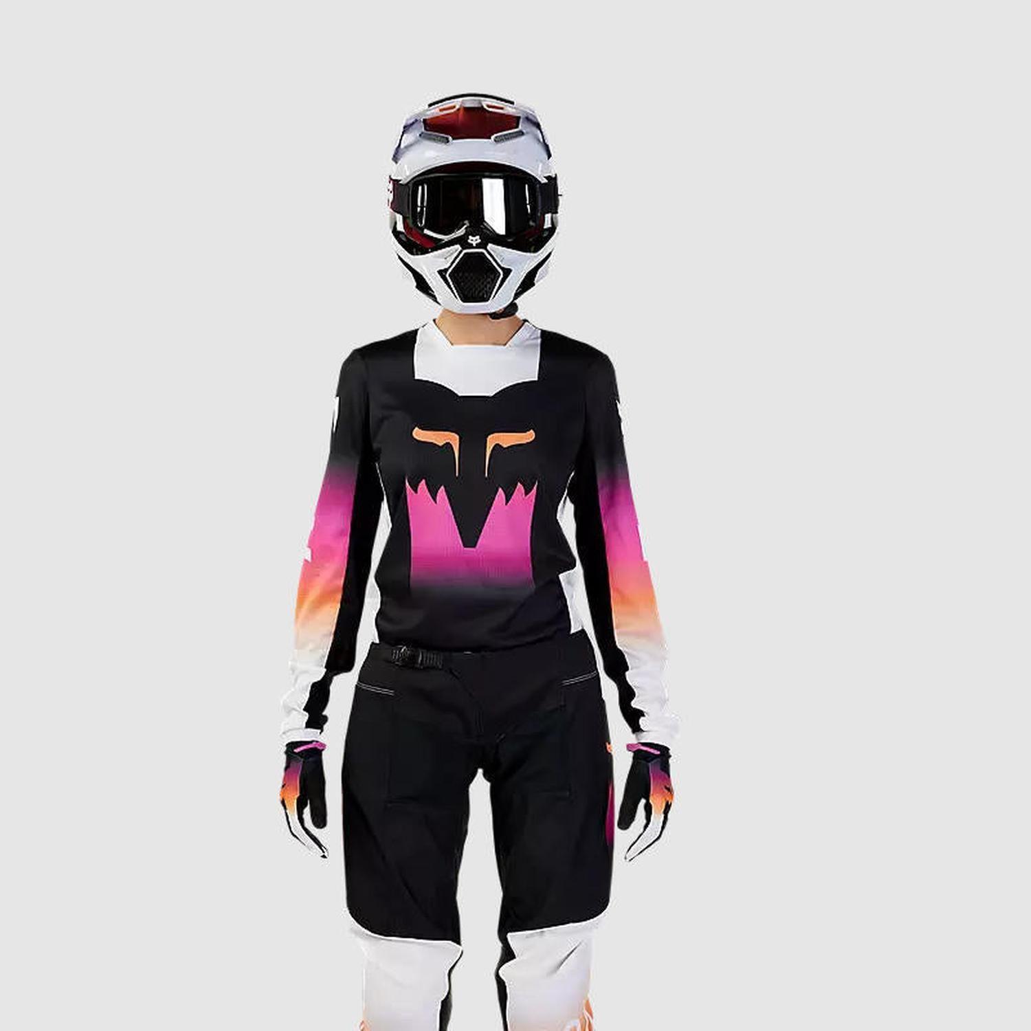Polera Moto Mujer 180 Flora Negro/Rosado Fox-1